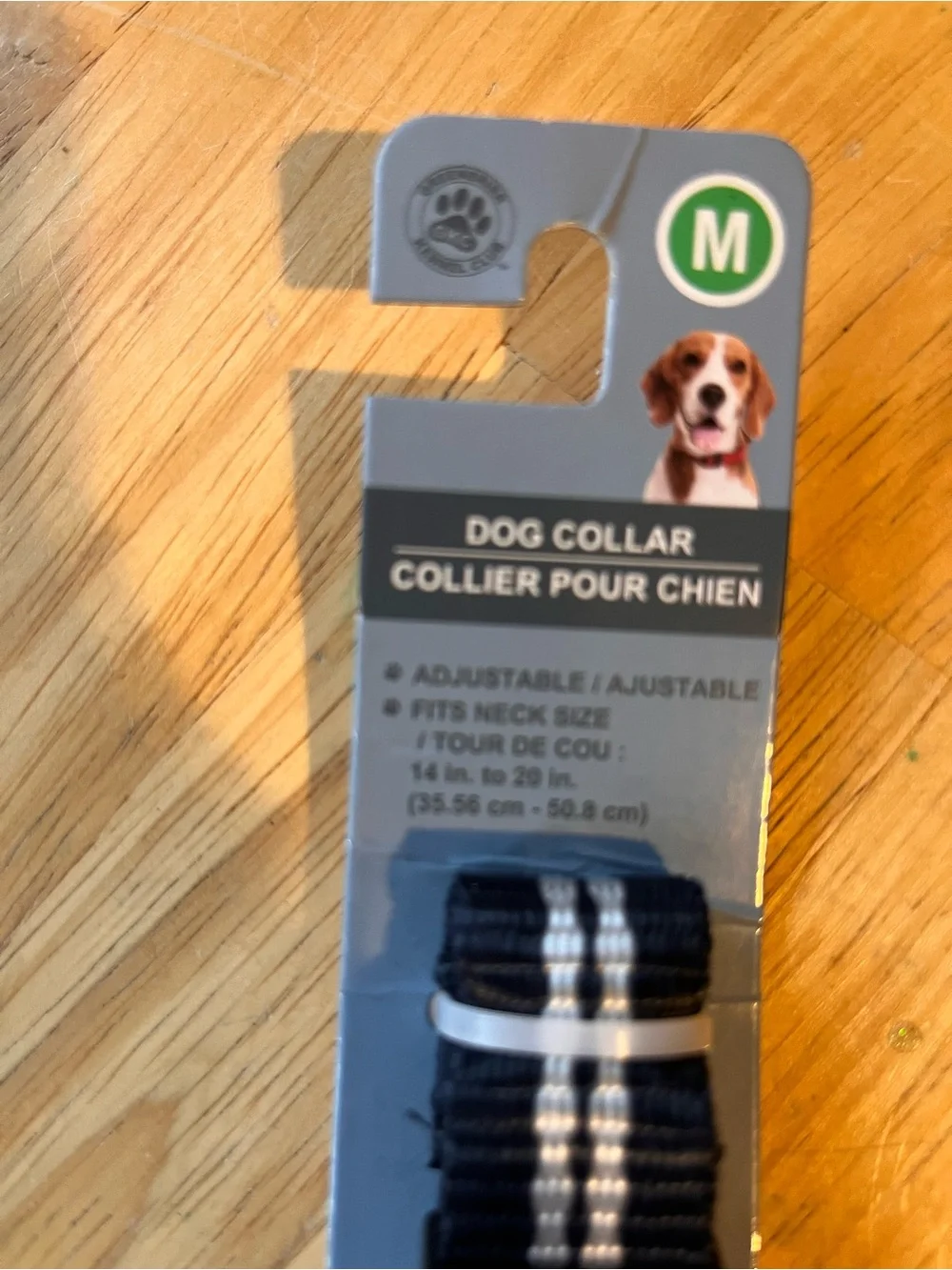 Adjustable Black & White Reflective Dog Collar - Medium